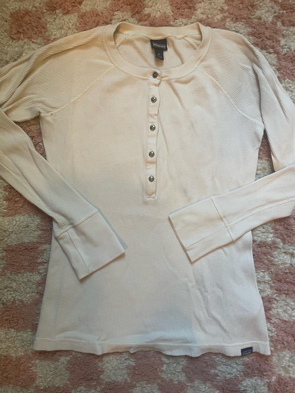 Patagonia Cream Waffle-Knit Henley Top